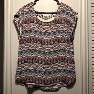 Pink Rose Patterned Blouse